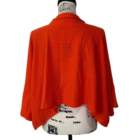 Bucket List Crop Top Boxy 3/4 Sleeve Collared Oversized Orange Women Size L - Picture 3 of 7